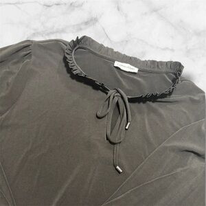 Calvin Klein Charcoal Ruffle Tie Blouse